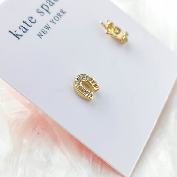 Kate Spade • winning pair love you gold stud earrings - Picture 2 of 3